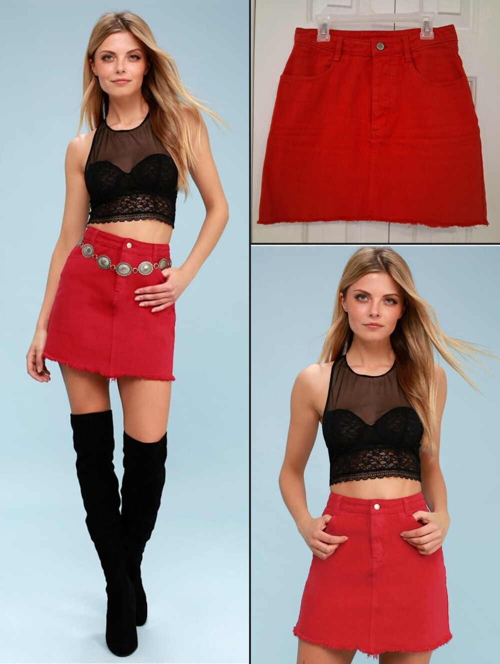 Brandy Melville Red Denim Skirt - S